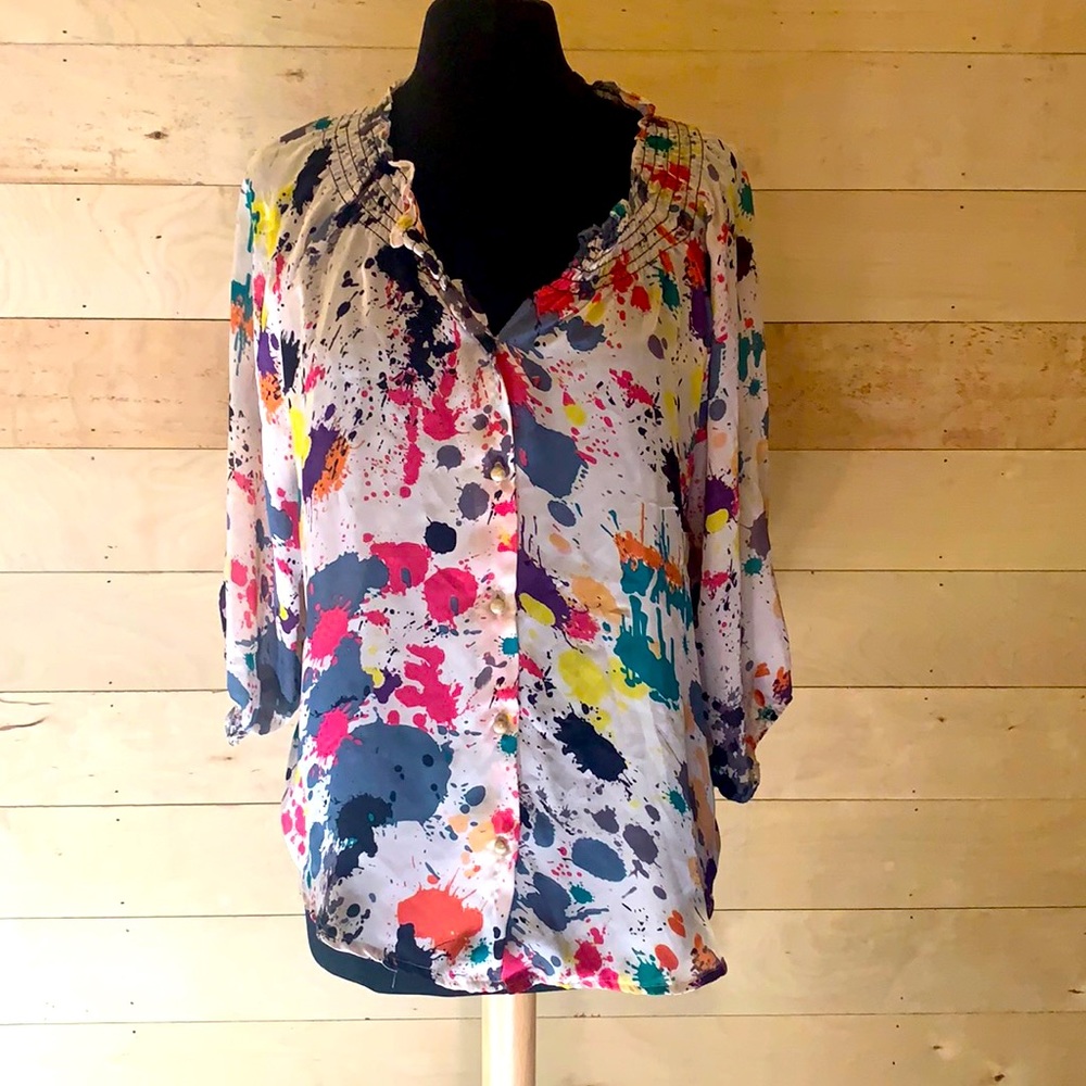 Karlie Button-Up Splatter Top - image 1